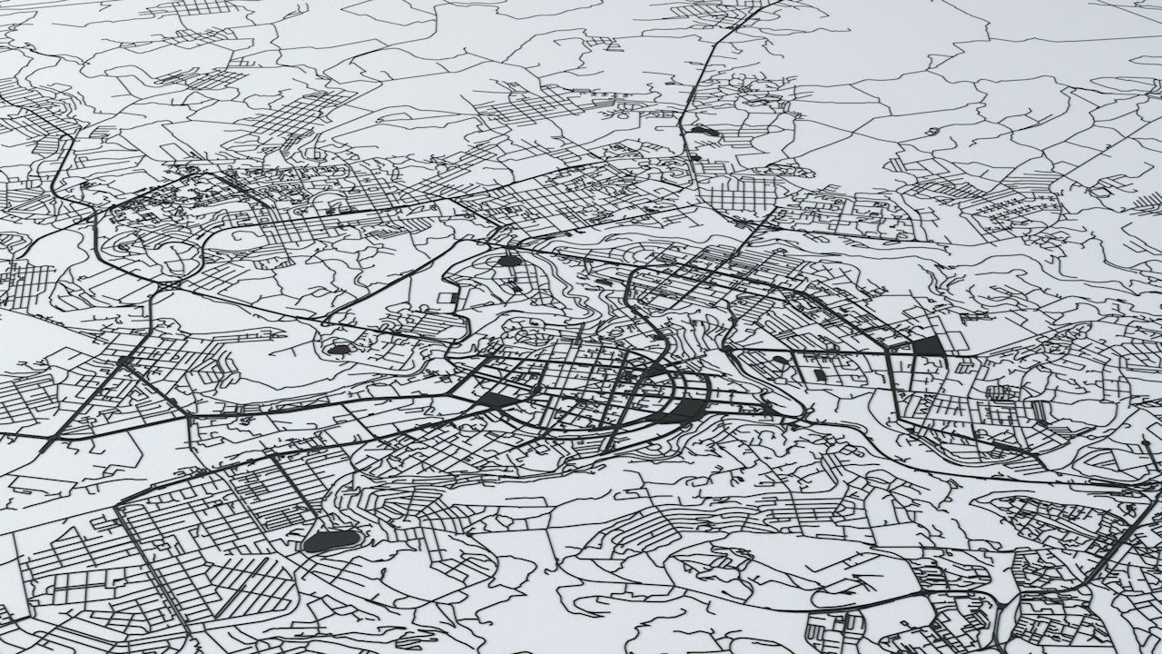 Yerevan Road Network and Streets 3D model_8