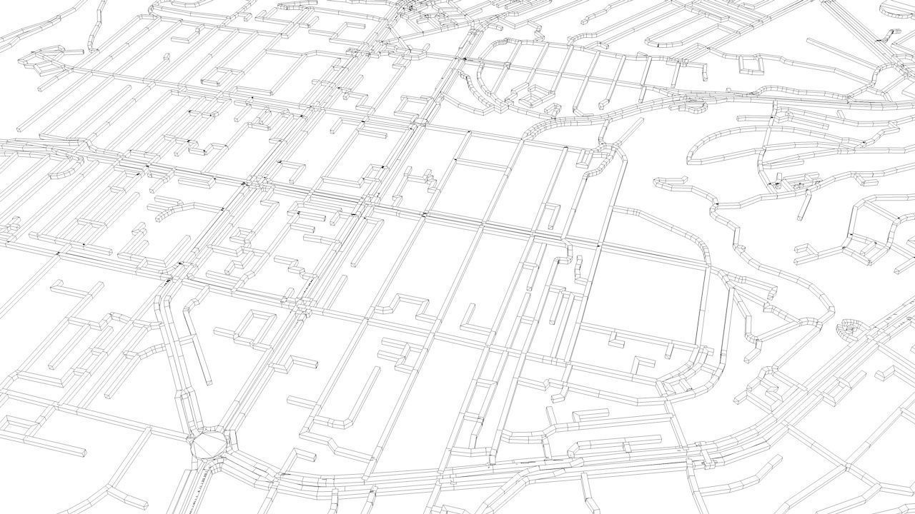 Yerevan Road Network and Streets 3D model_12