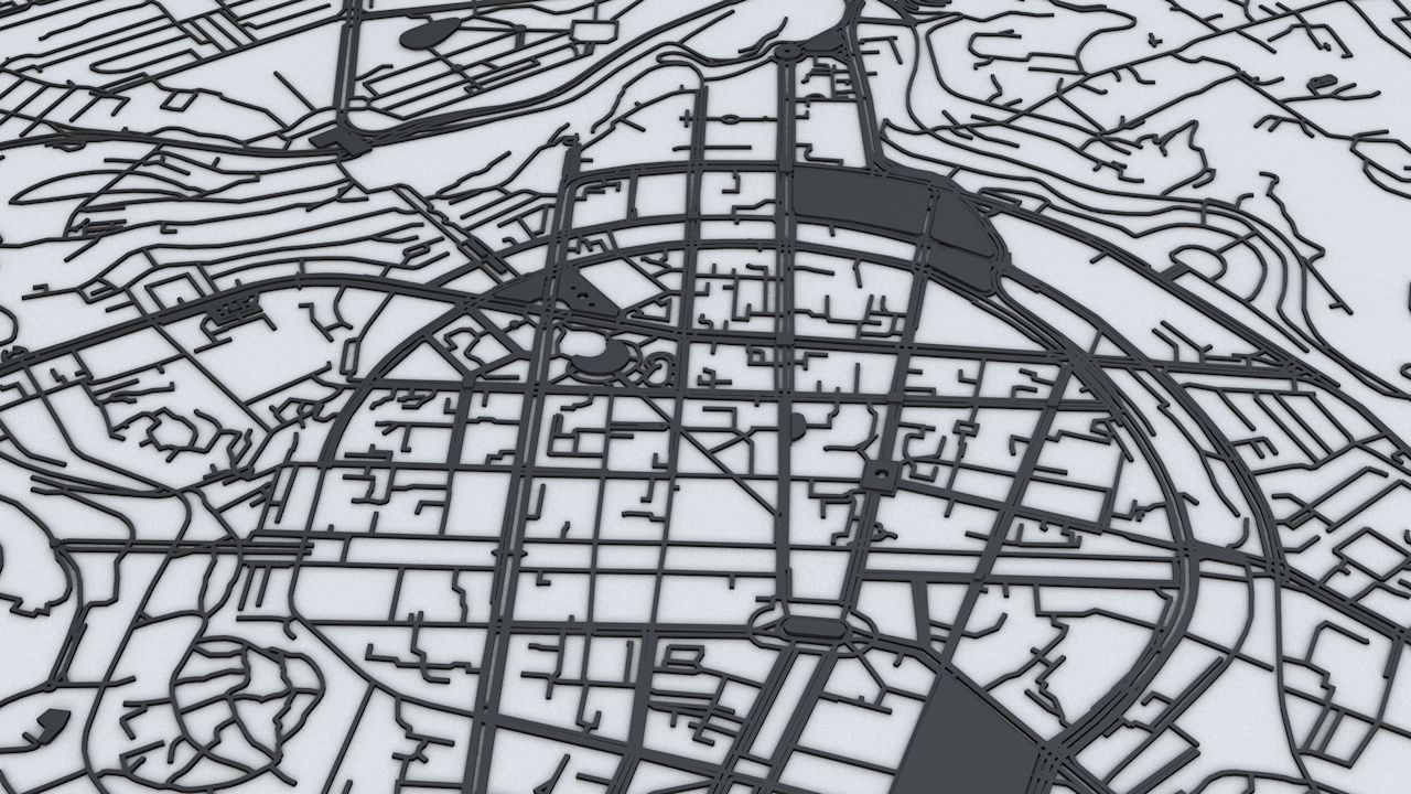 Yerevan Road Network and Streets 3D model_4