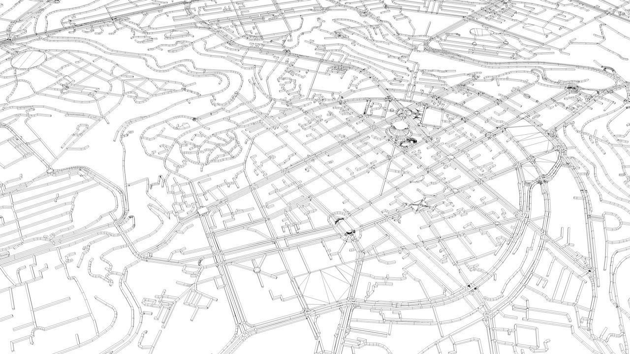 Yerevan Road Network and Streets 3D model_11