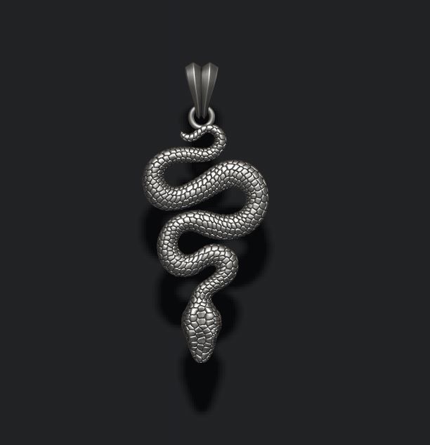 snake pendant 3D print model_6