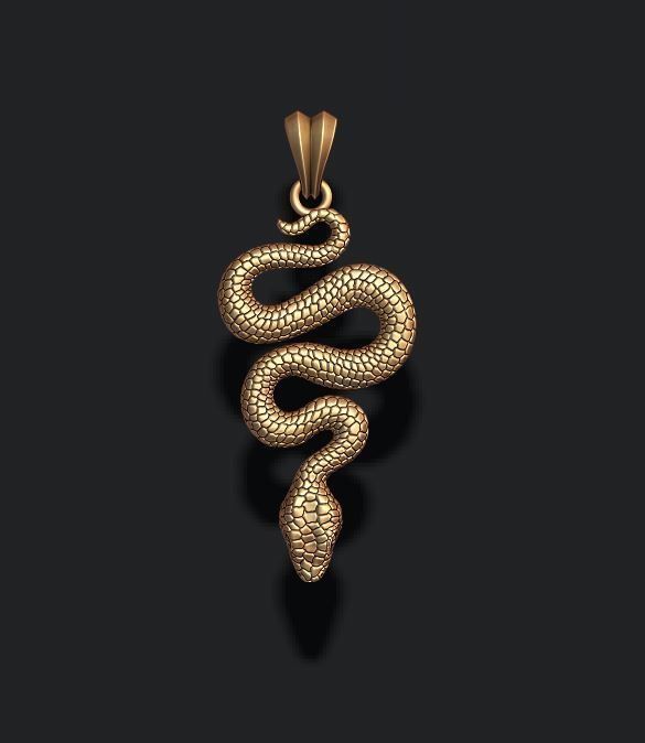 snake pendant 3D print model_7