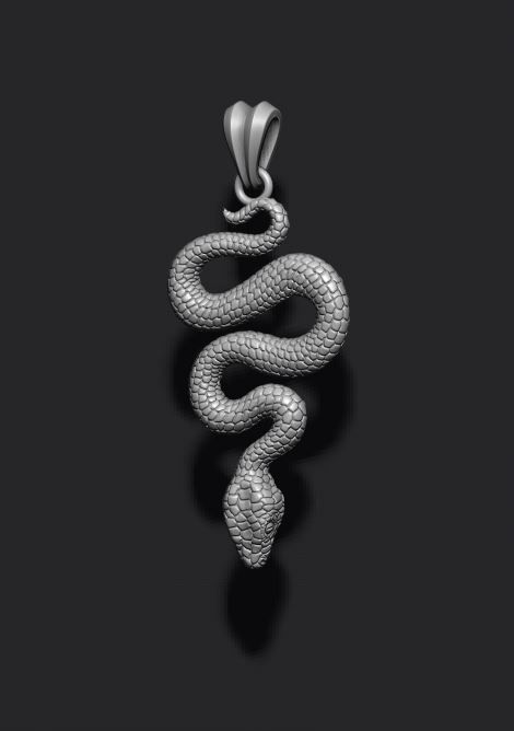 snake pendant 3D print model_3