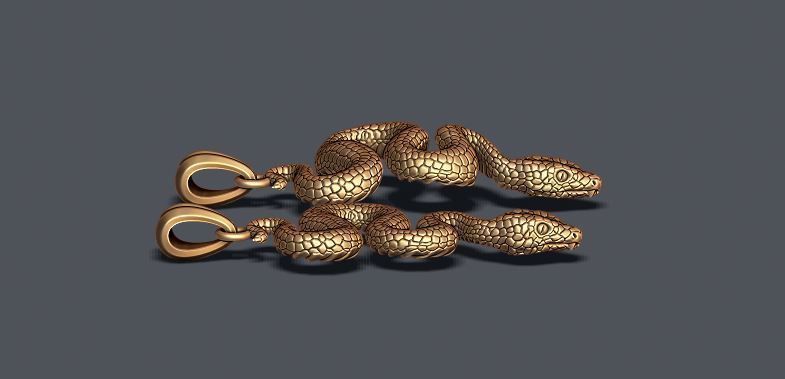 snake pendant 3D print model_5