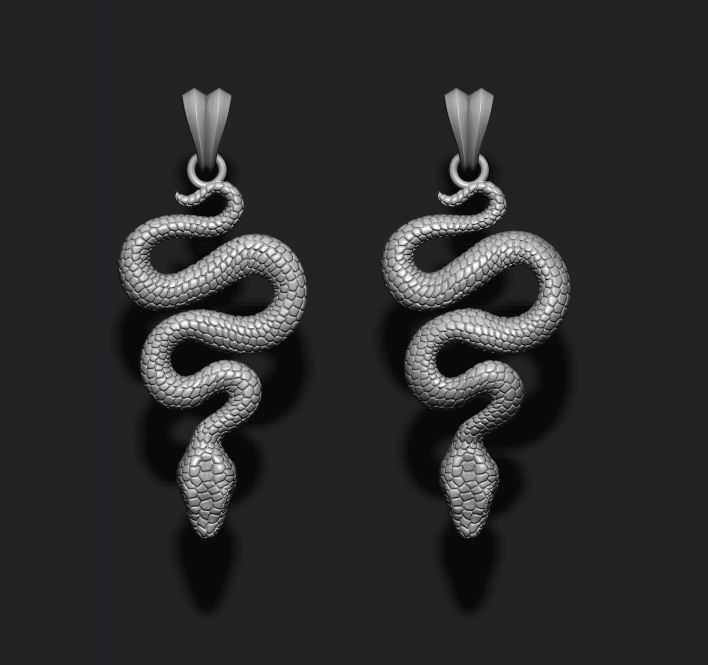 snake pendant 3D print model_11