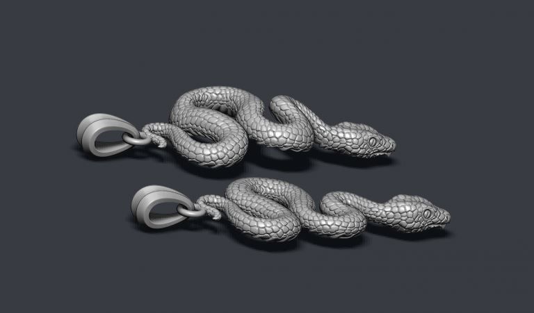 snake pendant 3D print model_9