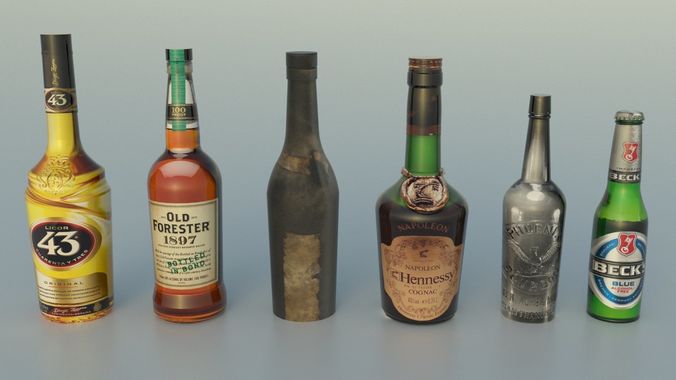  Pack Bottles 2  Low-poly 3D model