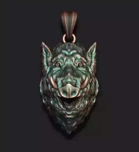 Wild boar pendant 3D print model