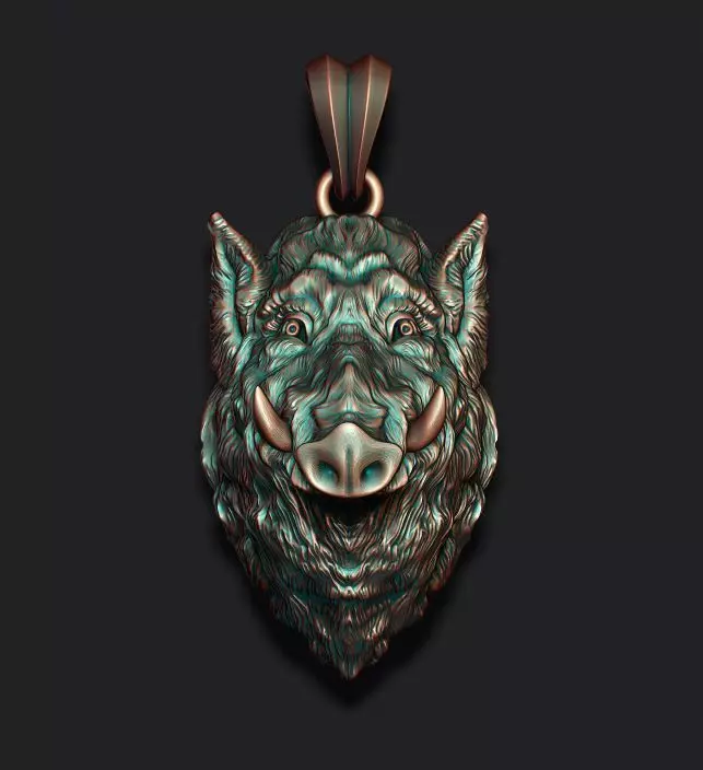 Wild boar pendant 3D print model