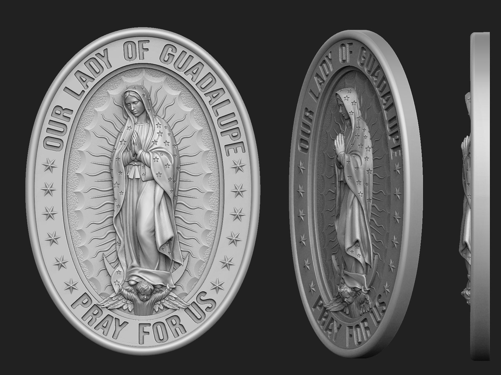 Our Lady of Guadalupe Medallion Set 3D print model_1