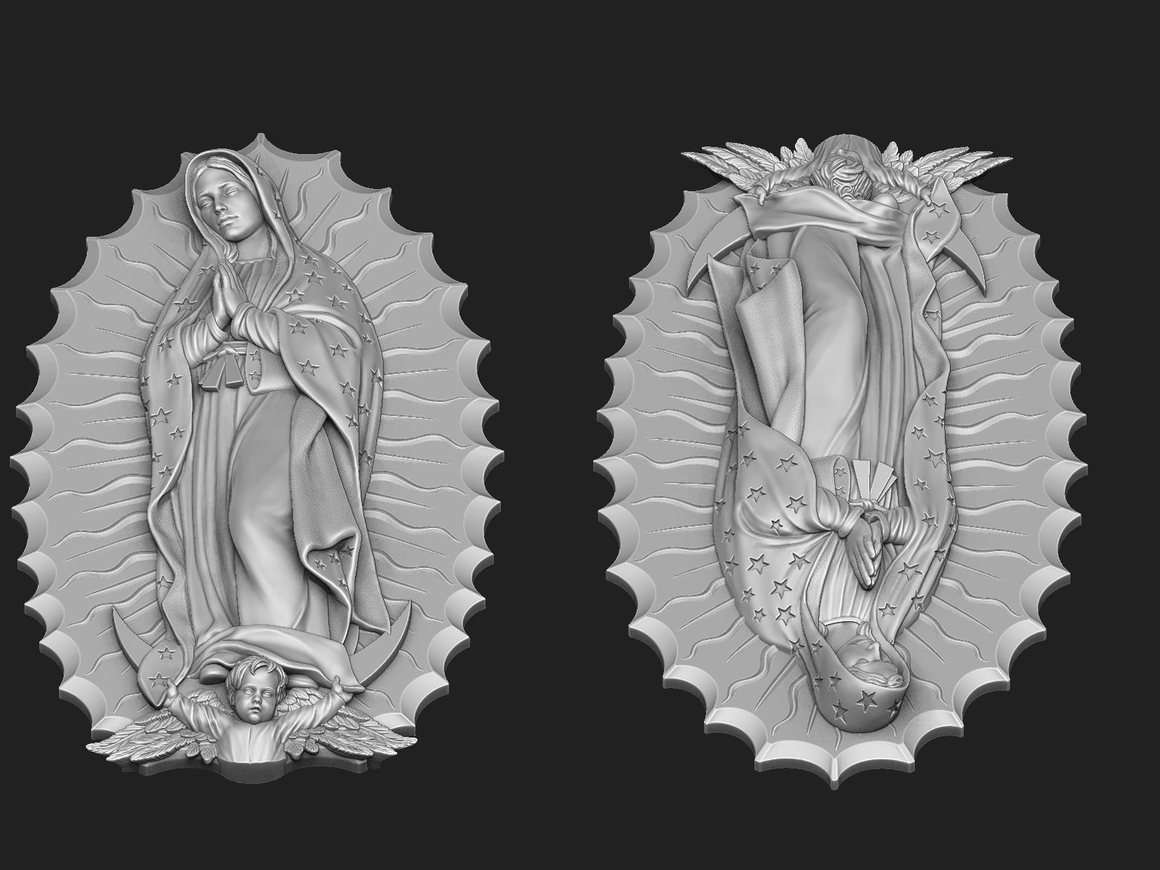 Our Lady of Guadalupe Medallion Set 3D print model_5