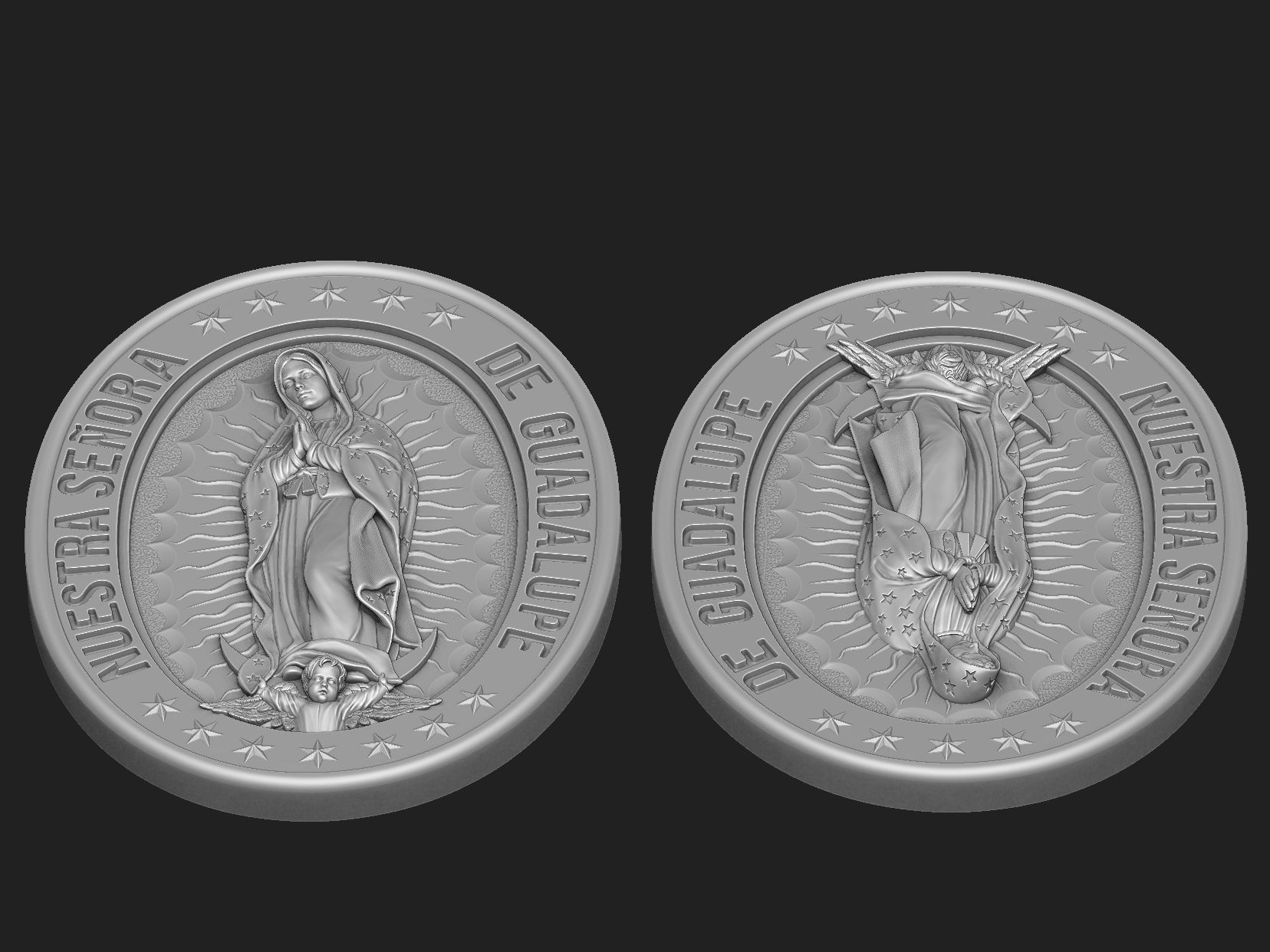 Our Lady of Guadalupe Medallion Set 3D print model_3