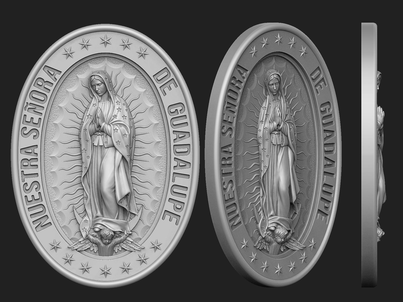 Our Lady of Guadalupe Medallion Set 3D print model_2