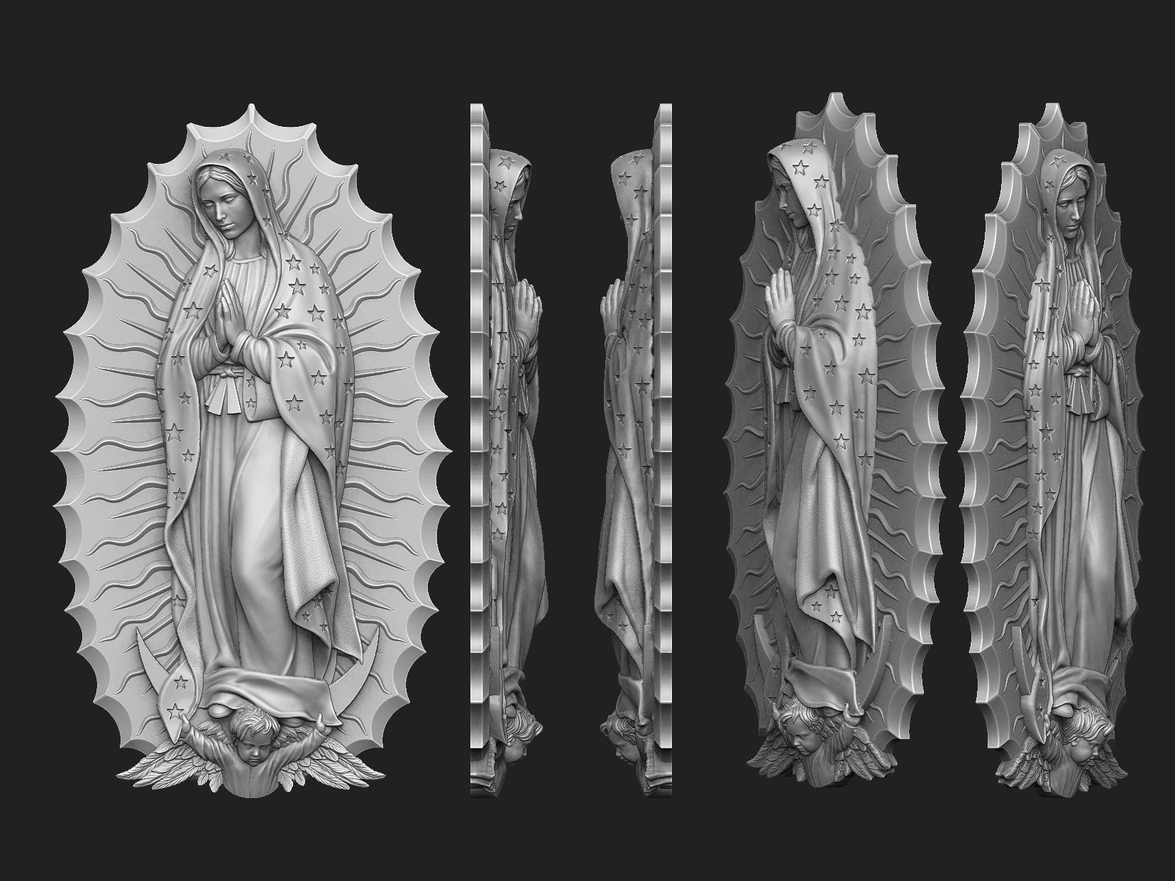 Our Lady of Guadalupe Medallion Set 3D print model_4