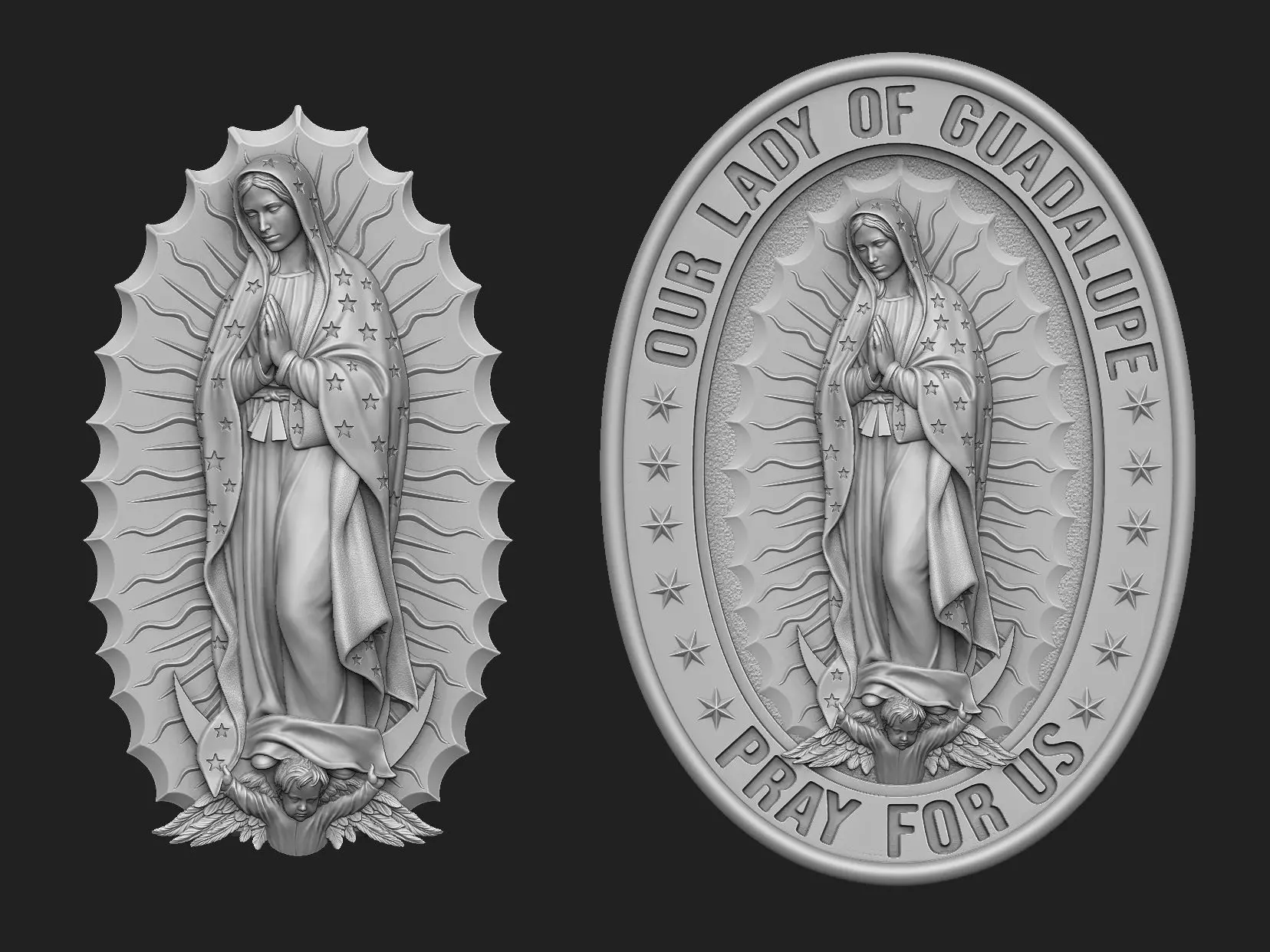 Our Lady of Guadalupe Medallion Set 3D print model_0
