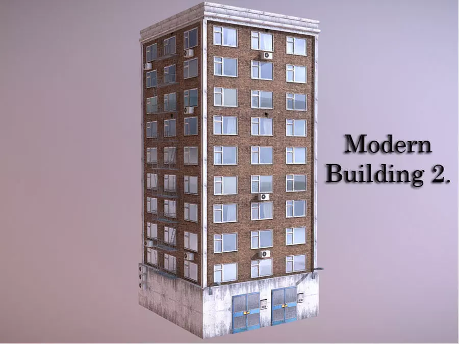 Modern Building 2 Low-poly 3D model_0
