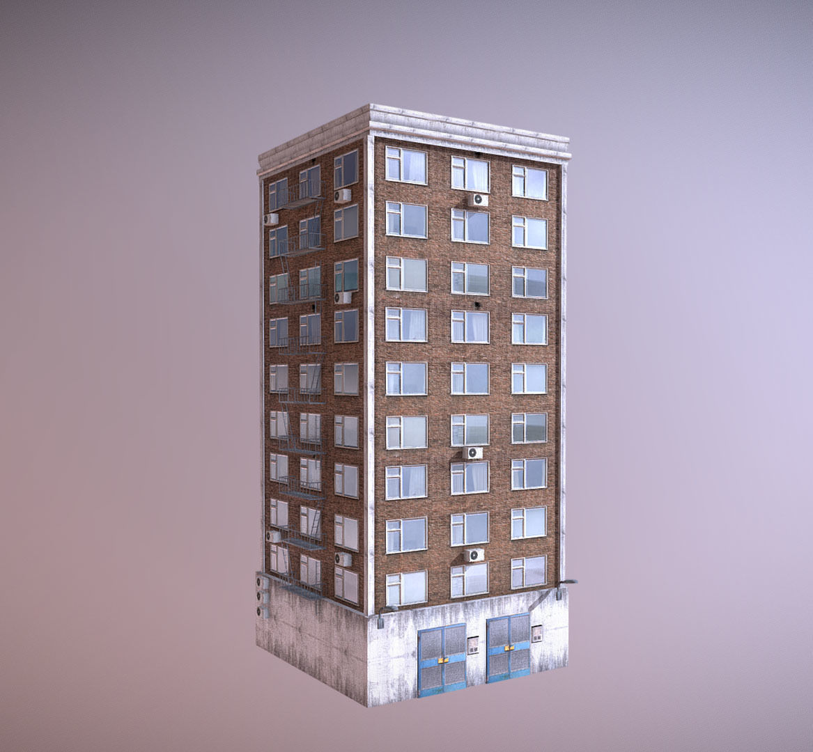 Modern Building 2 Low-poly 3D model_6