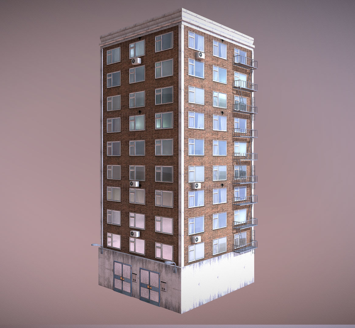 Modern Building 2 Low-poly 3D model_2