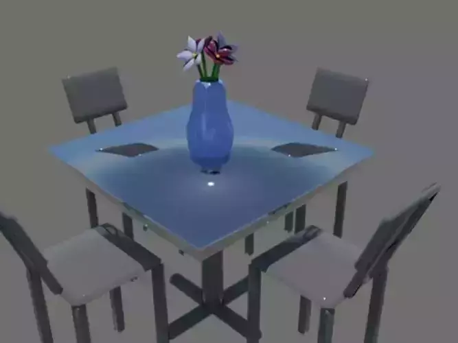 Table Set with chairs and vase