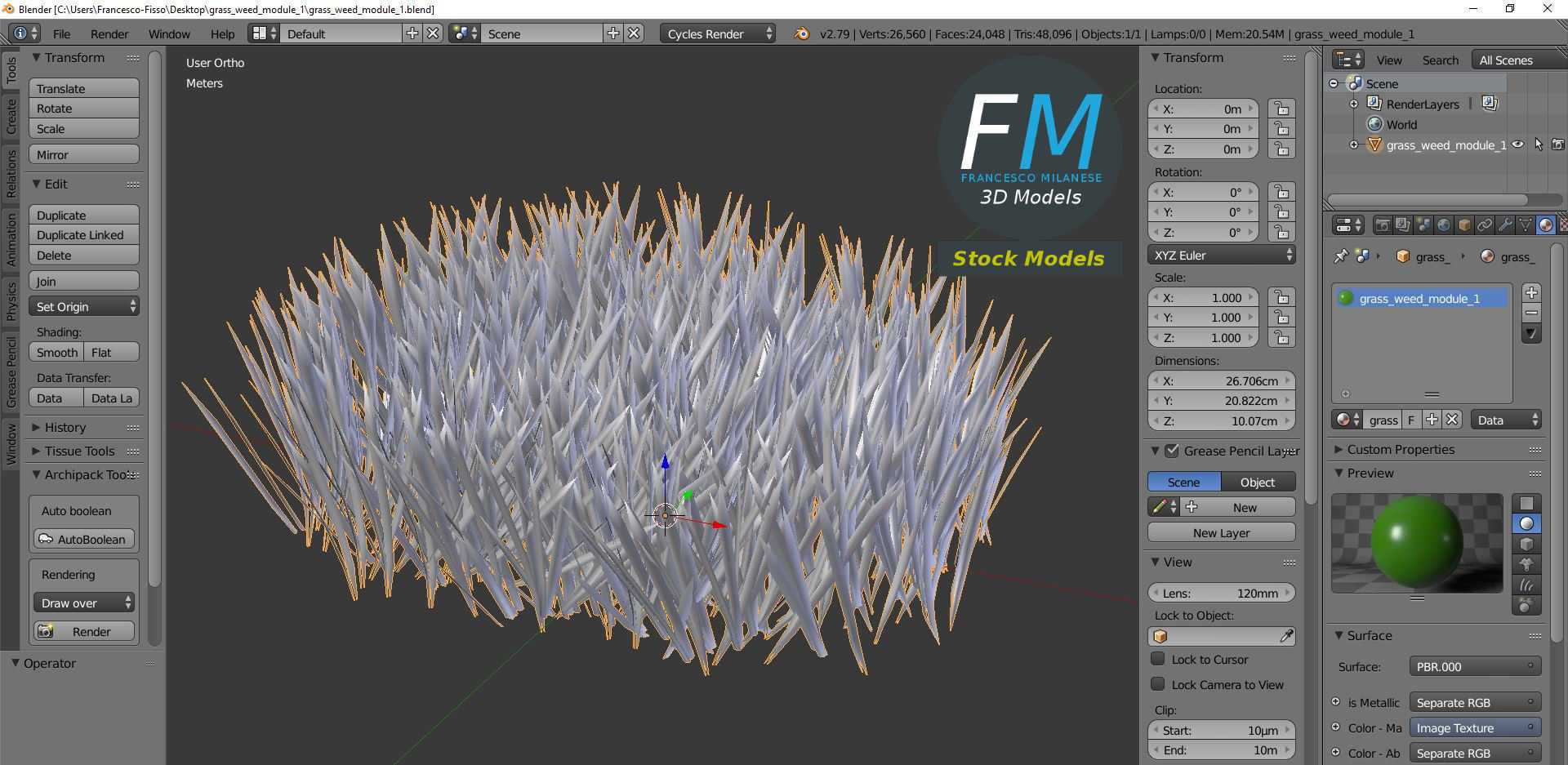 Grass Weed module 1 3D model_9