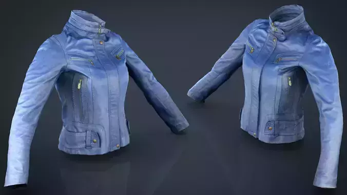 Women Jacket blue Low-poly 3D model