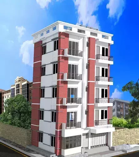 TWO STORY COMMERCIAL BUILDING MODEL 3D model