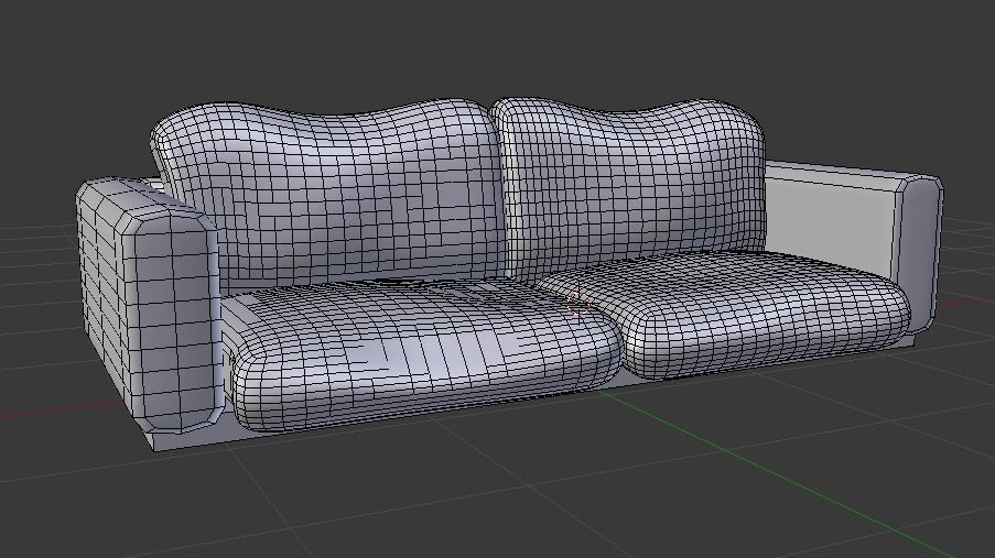 Cushy Sofa Low-poly 3D model_1