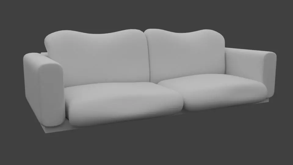 Cushy Sofa Low-poly 3D model_0