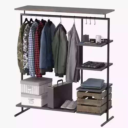CLOTHES RACK WOOD 3D model