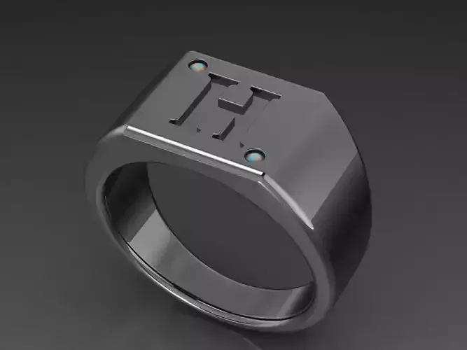 men11 ring with letter h