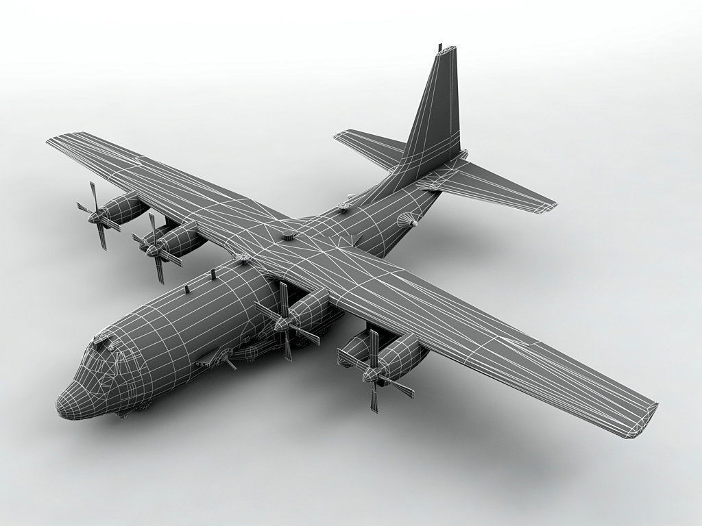  Lockheed AC-130U Spooky Aircraft Low-poly 3D model_2