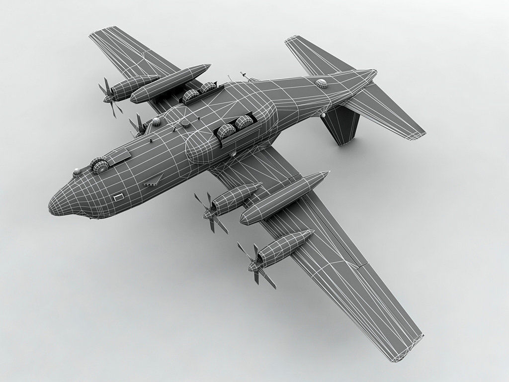  Lockheed AC-130U Spooky Aircraft Low-poly 3D model_3
