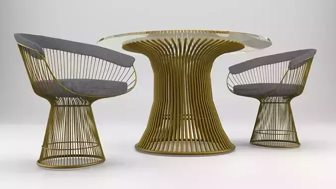  Warren Platner Armchair and Coffee Table 