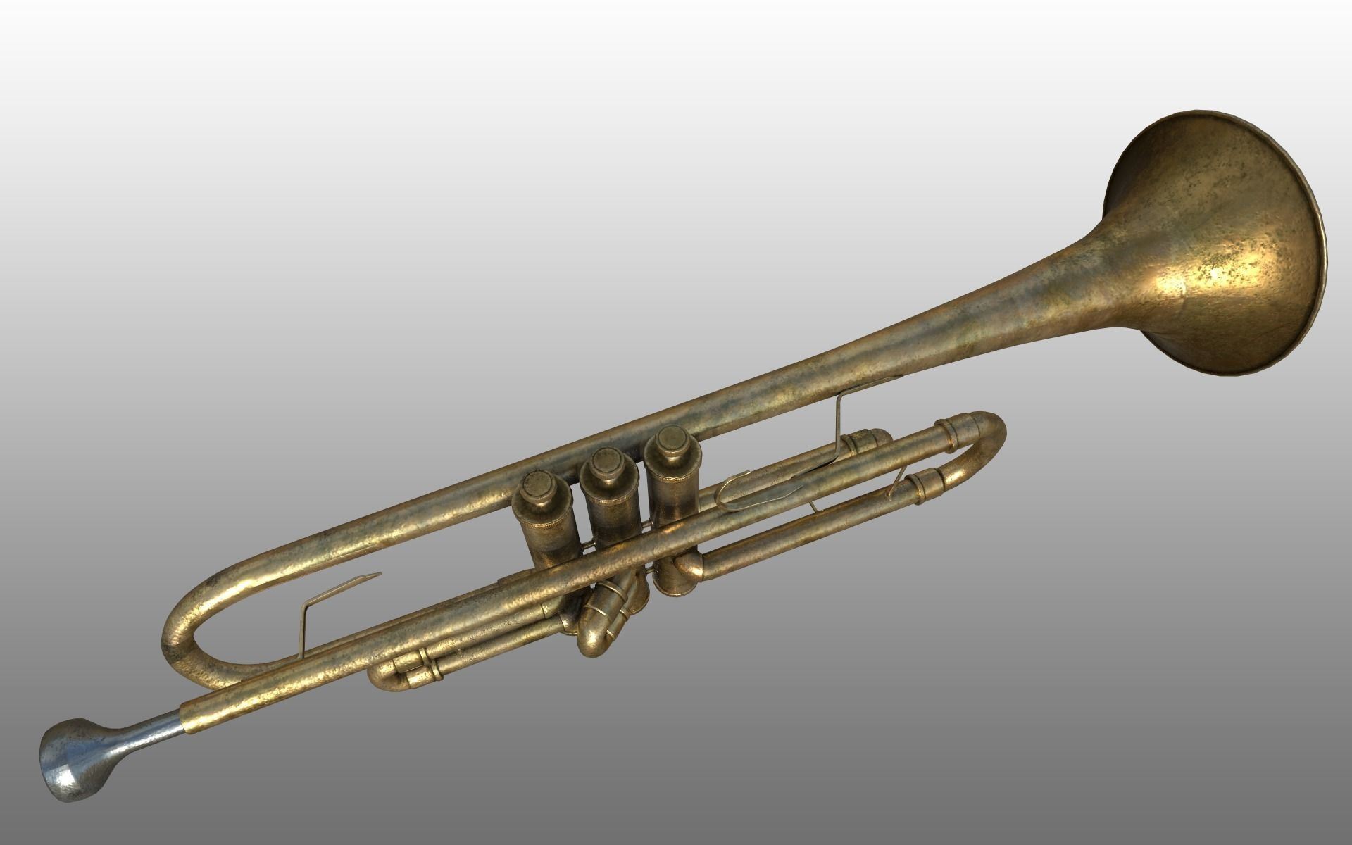 Trumpet - Aged 3D model_2
