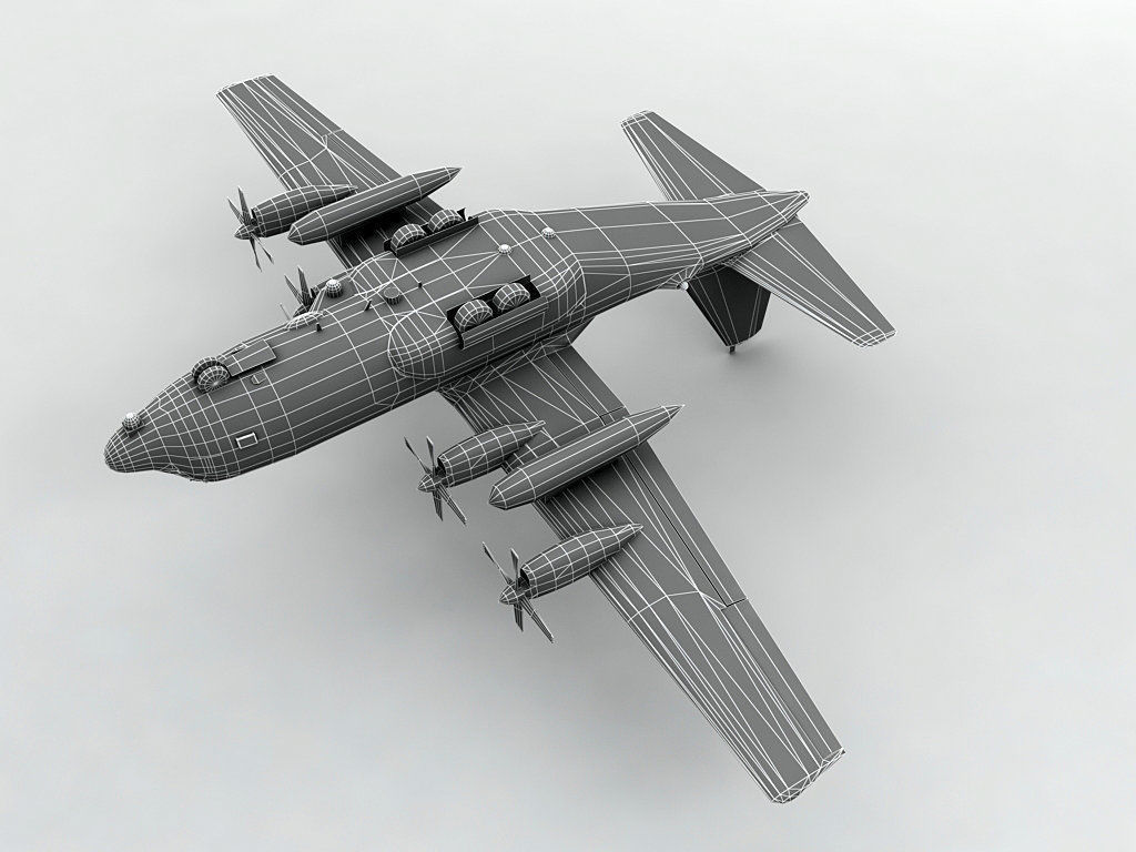 Lockheed AC-130W Stinger II Aircraft Low-poly 3D model_3