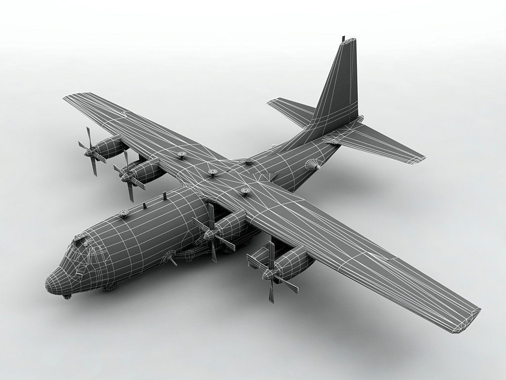 Lockheed AC-130W Stinger II Aircraft Low-poly 3D model_2
