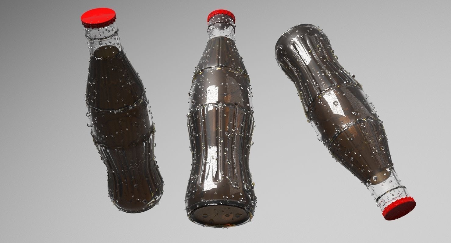 Cola Glass Bottle Model 3D model_2