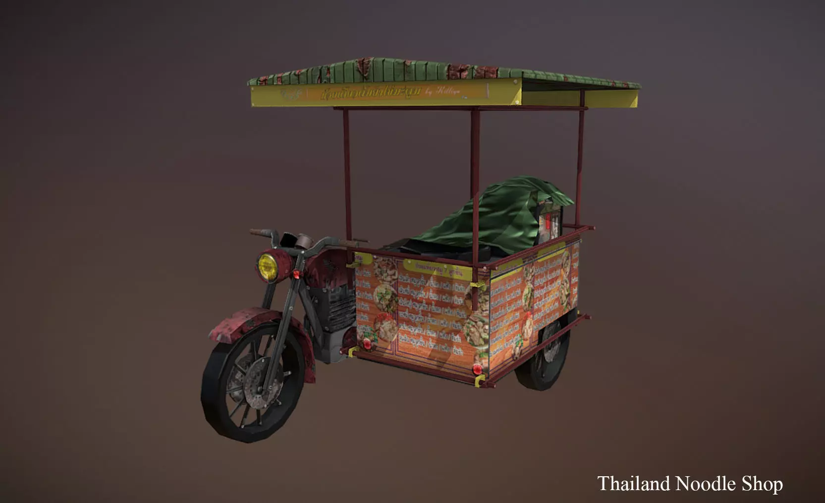 thailand noodle shop low poly Low-poly 3D model