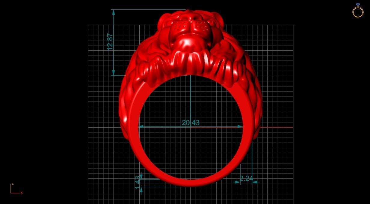 Lion ring 3D print model_1