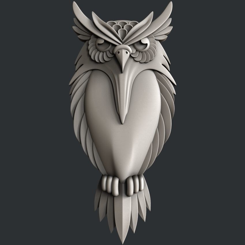3d STL models for CNC router Owl 3D model_4