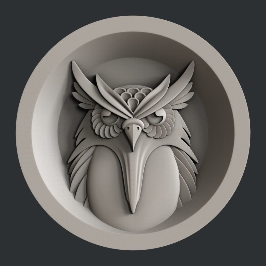 3d STL models for CNC router Owl 3D model_8