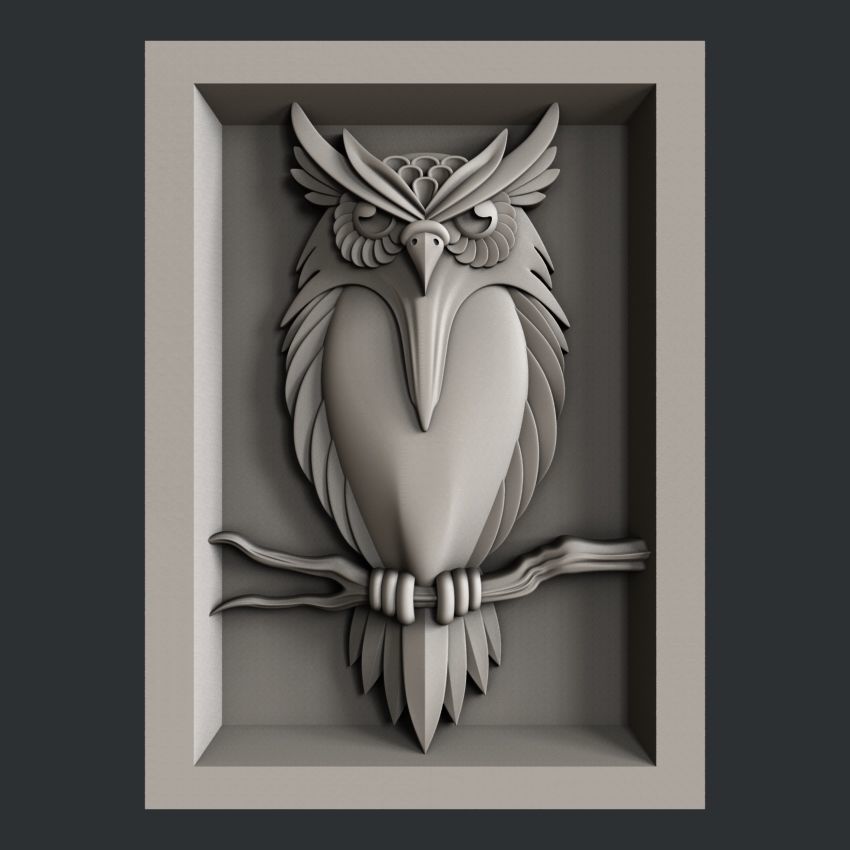 3d STL models for CNC router Owl 3D model_6