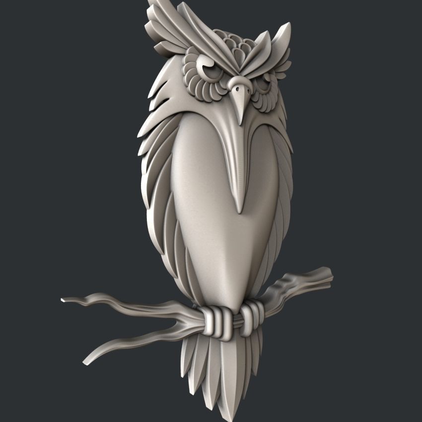 3d STL models for CNC router Owl 3D model_1