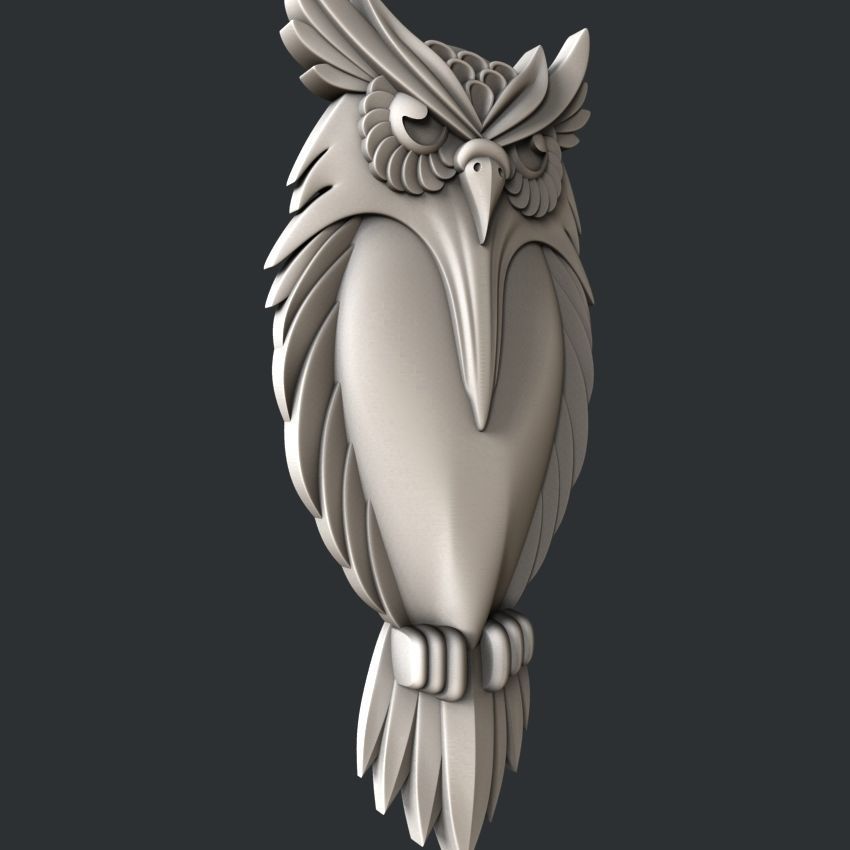 3d STL models for CNC router Owl 3D model_3