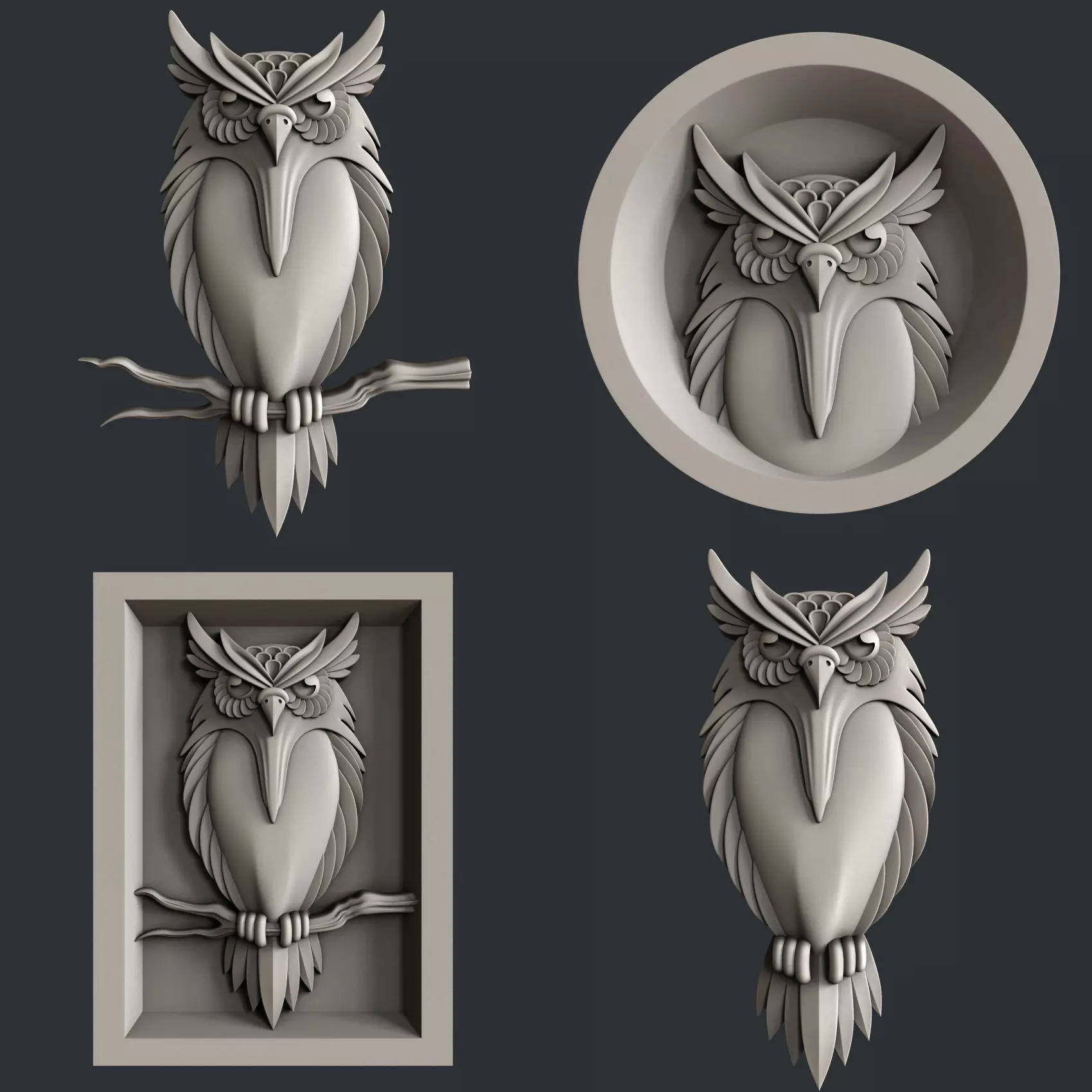 3d STL models for CNC router Owl 3D model_0