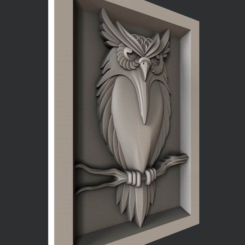 3d STL models for CNC router Owl 3D model_5