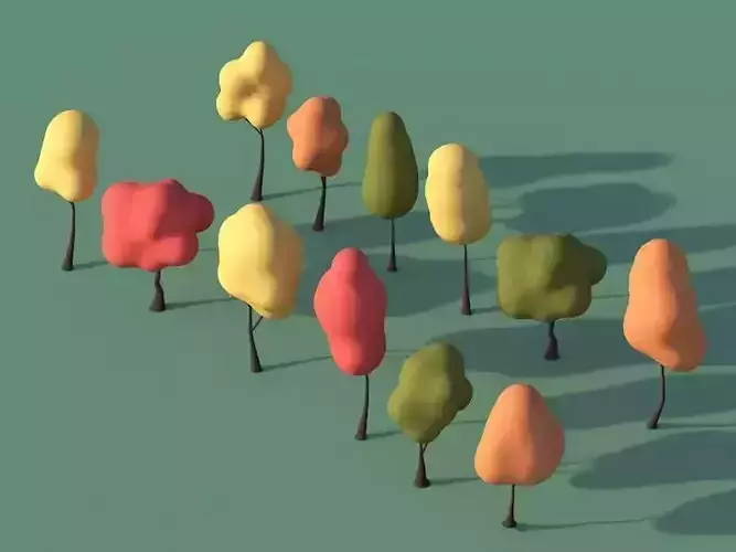 Cartoon Trees Pack Low-poly 3D model