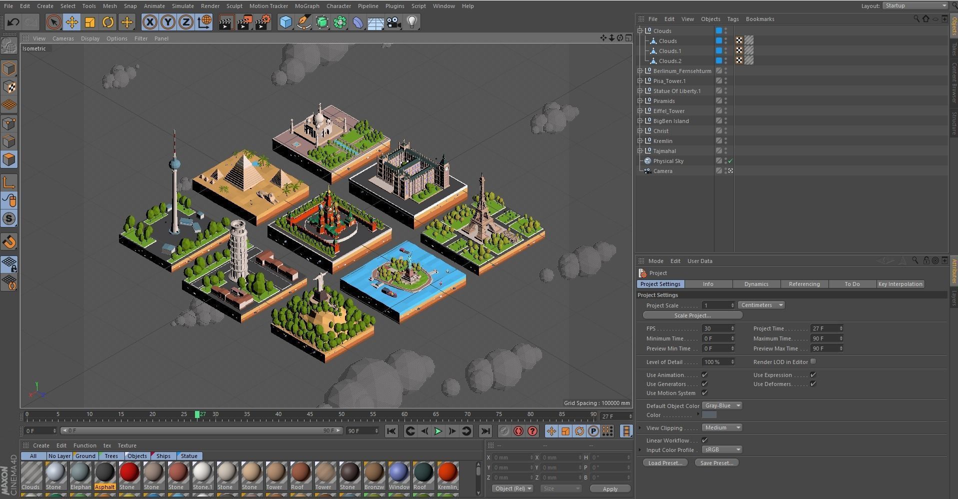 Polygonia World Landmarks Low Poly Bundle Low-poly 3D model_21