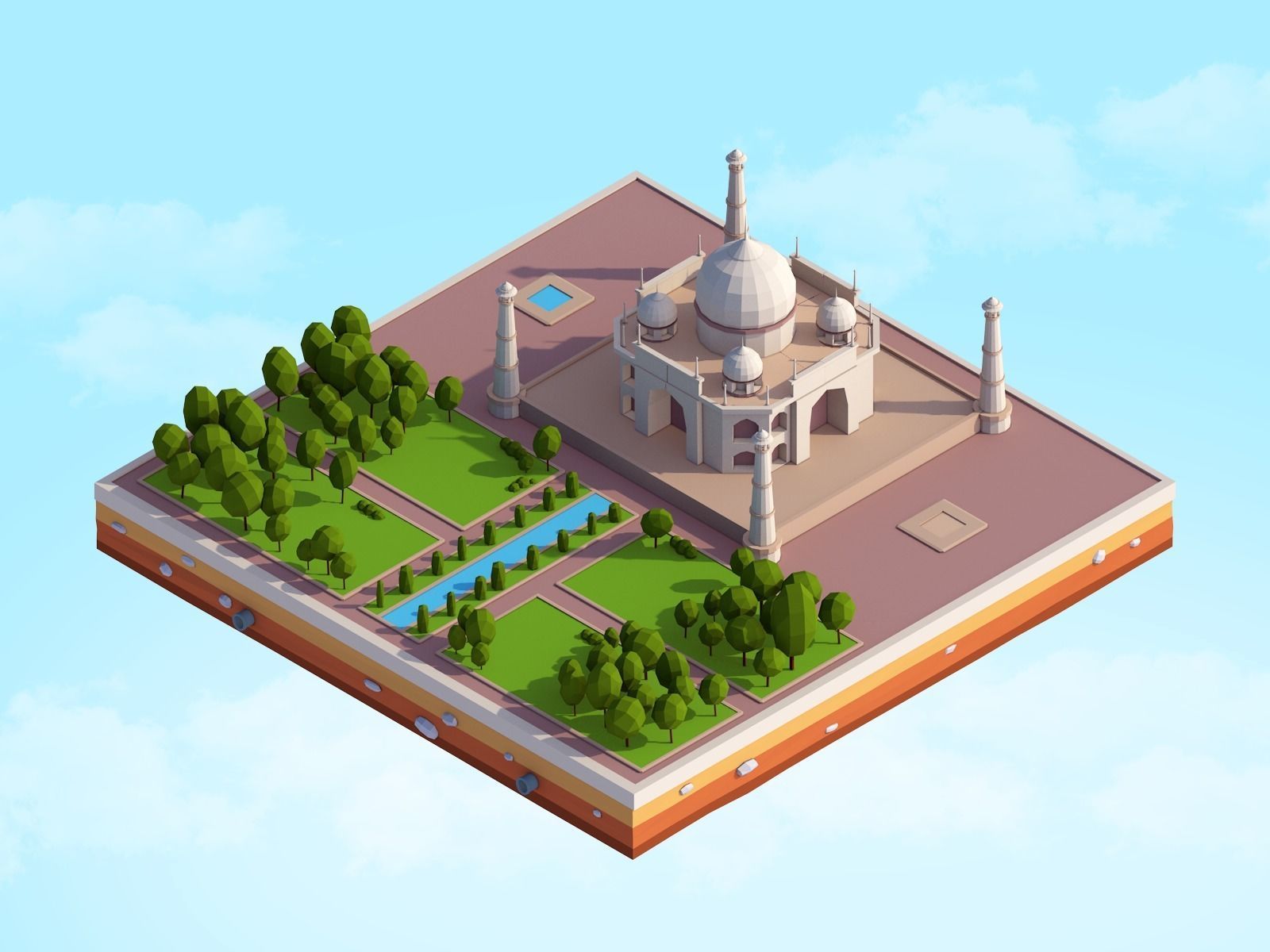 Polygonia World Landmarks Low Poly Bundle Low-poly 3D model_10