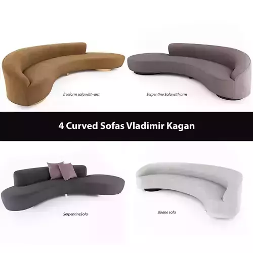 4 Curved Sofas by Vladimir Kagan  3D model